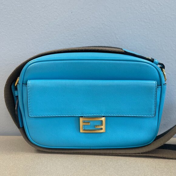 Fendi Handbags - Fendi Baguette Camera Crossbody Bag in Turquoise Blue - Preowned